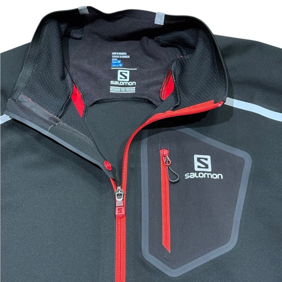 Salomon Men’s Sz M Advanced Skin Shield Soft Shell Black Red Jacket Athletic - Picture 3 of 4